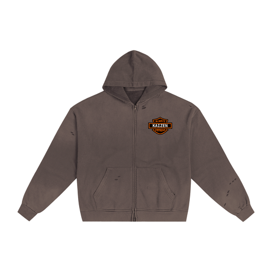 Hand-Frayed Sunfade Zip Hoodie