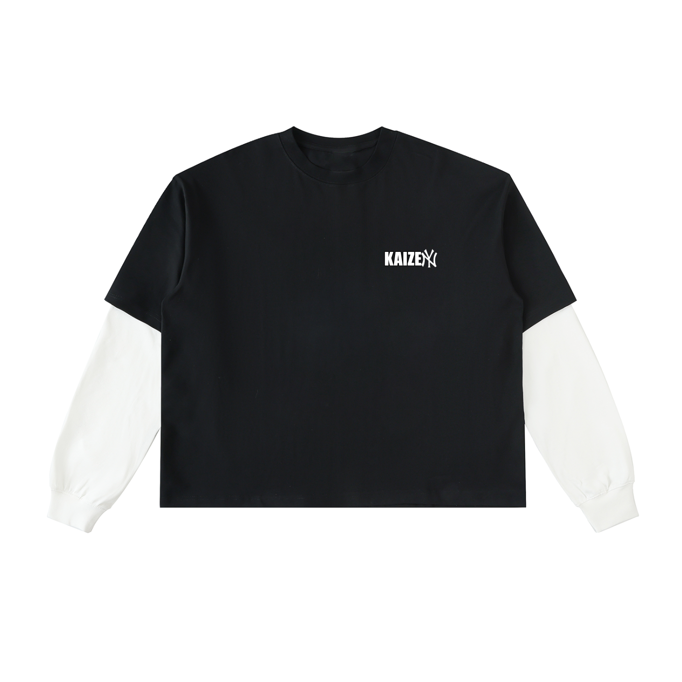 Layered Contrast Sleeve Cotton T-Shirt