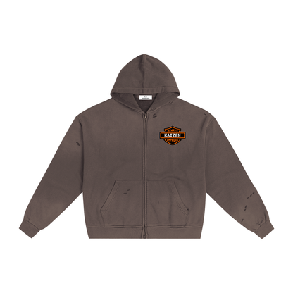 Hand-Frayed Sunfade Zip Hoodie